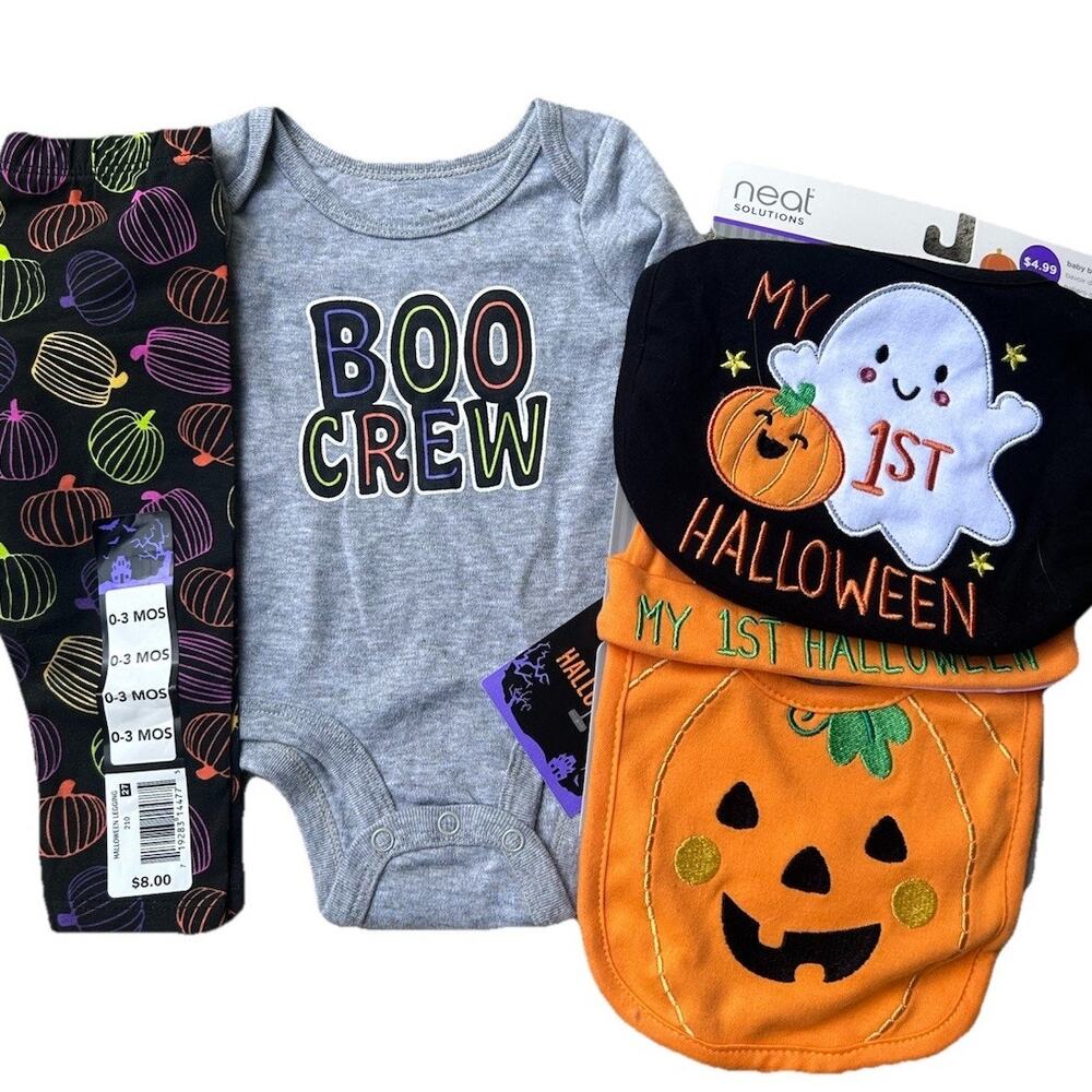 infant halloween outfit Top Pants Hat Bib My First New 0-3 Months